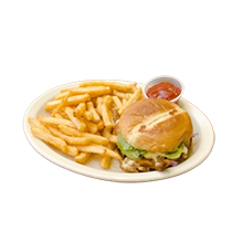Crossroads burger - junior beef or chicken hamburger